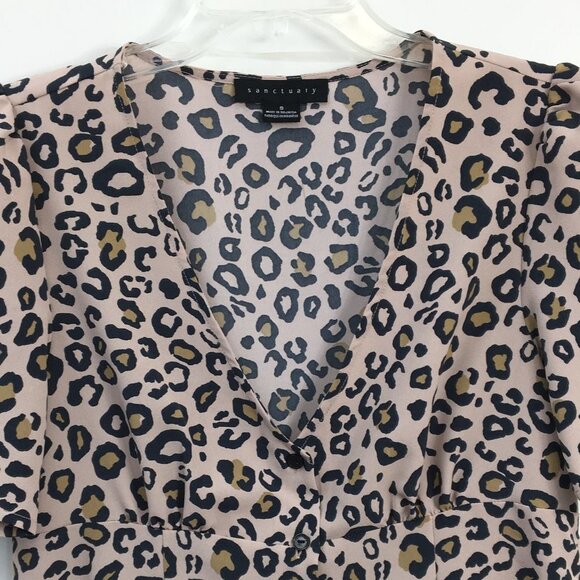Sanctuary Animal Print V-neck Button Down Blouse Size S EXCELLENT Condition - Picture 2 of 7